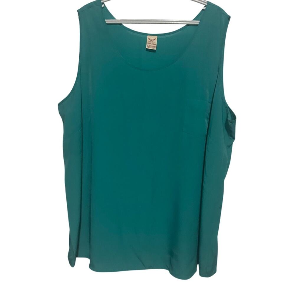 Faded Glory Women's Green Tank Top with Left Side Pocket Size 4X 26W-28W